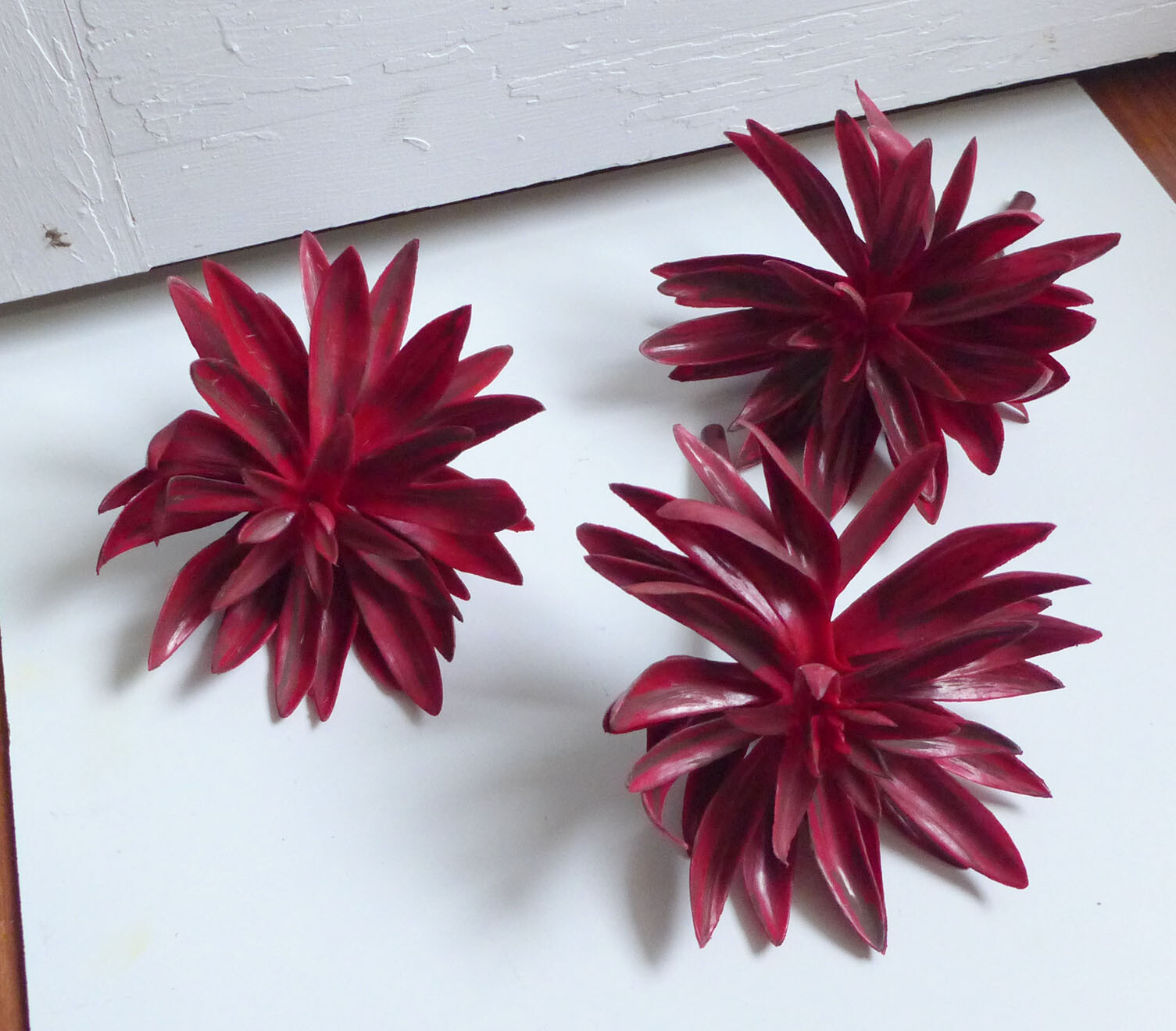 3 Pcs Big Snow Lotus Artificial Grass Succulents Plants (Red)