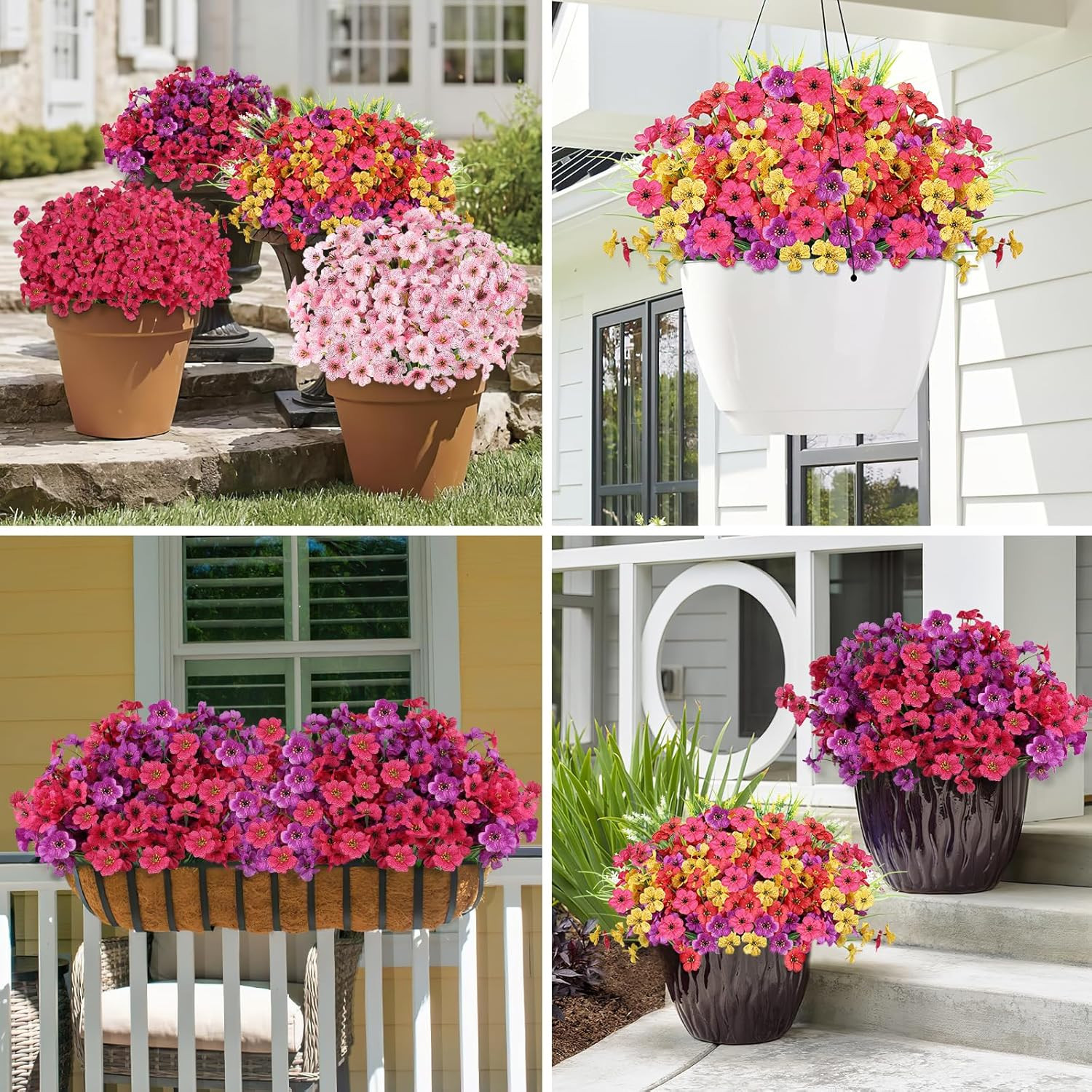 24 Bundles Realistic Fake Flowers for Outdoors, No Fade Faux Silk Flowers & Arti