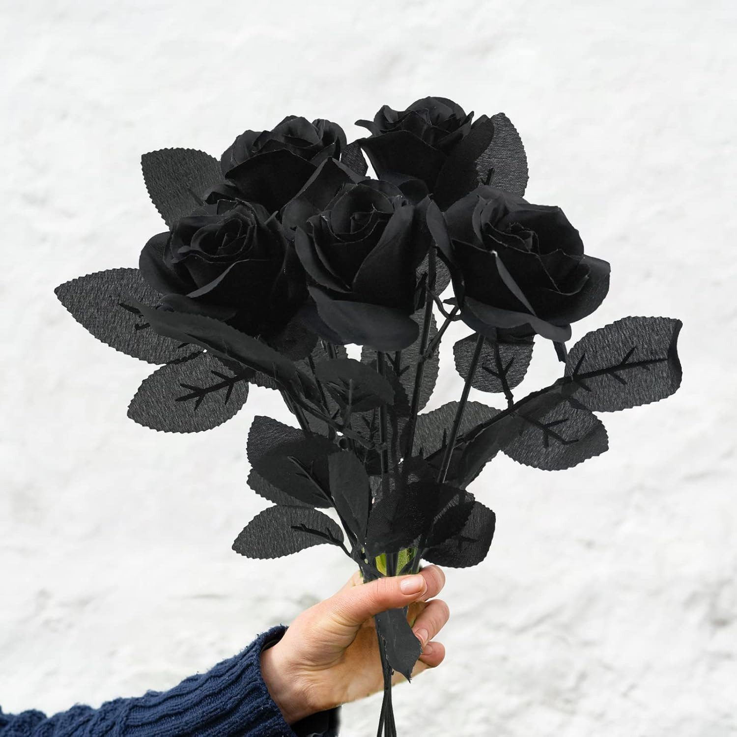 5Pcs Roses Artificial Flowers, Black Roses Artificial Flowers Fake Flower Silk S