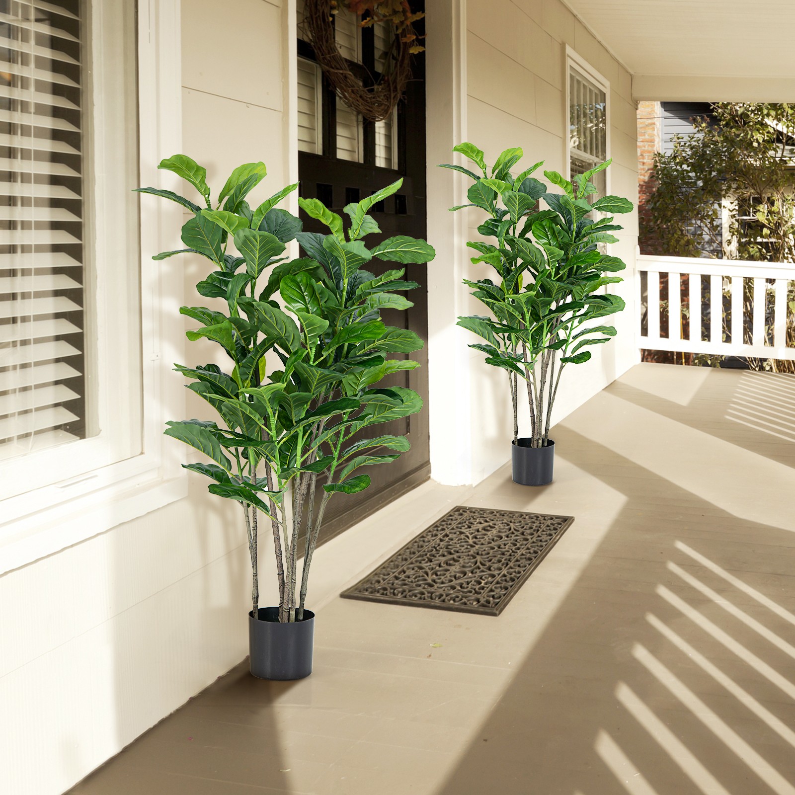 2-Pack 51″ Artificial Tree Fiddle Leaf Fig Plant in Pot Greenery Decoration