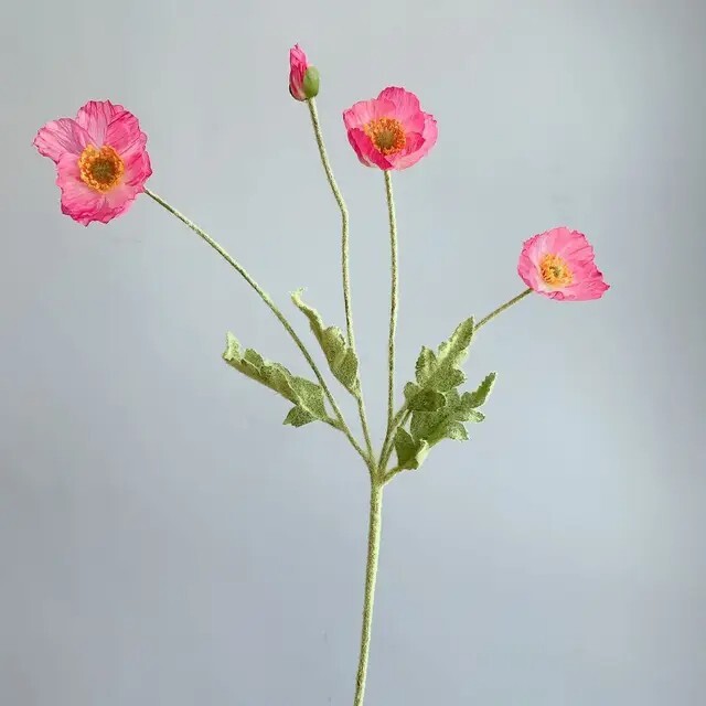 Artificial fake poppy flowers Silk Long Stem Housewarming Bridal Boquet Decor