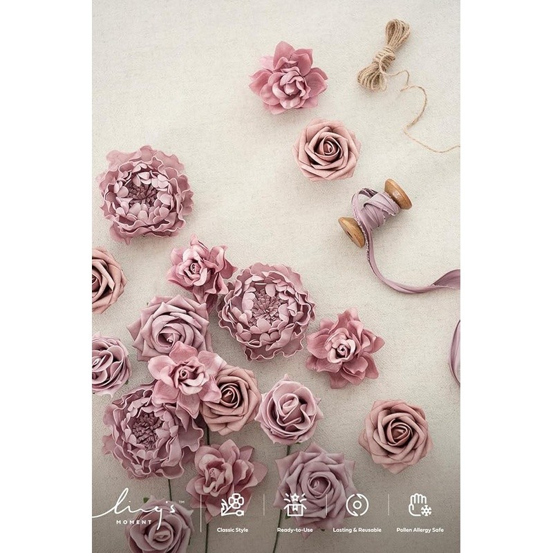 Realistic Foam Flowers Set Wedding Bouquets Centerpieces Home Decor Arrangement