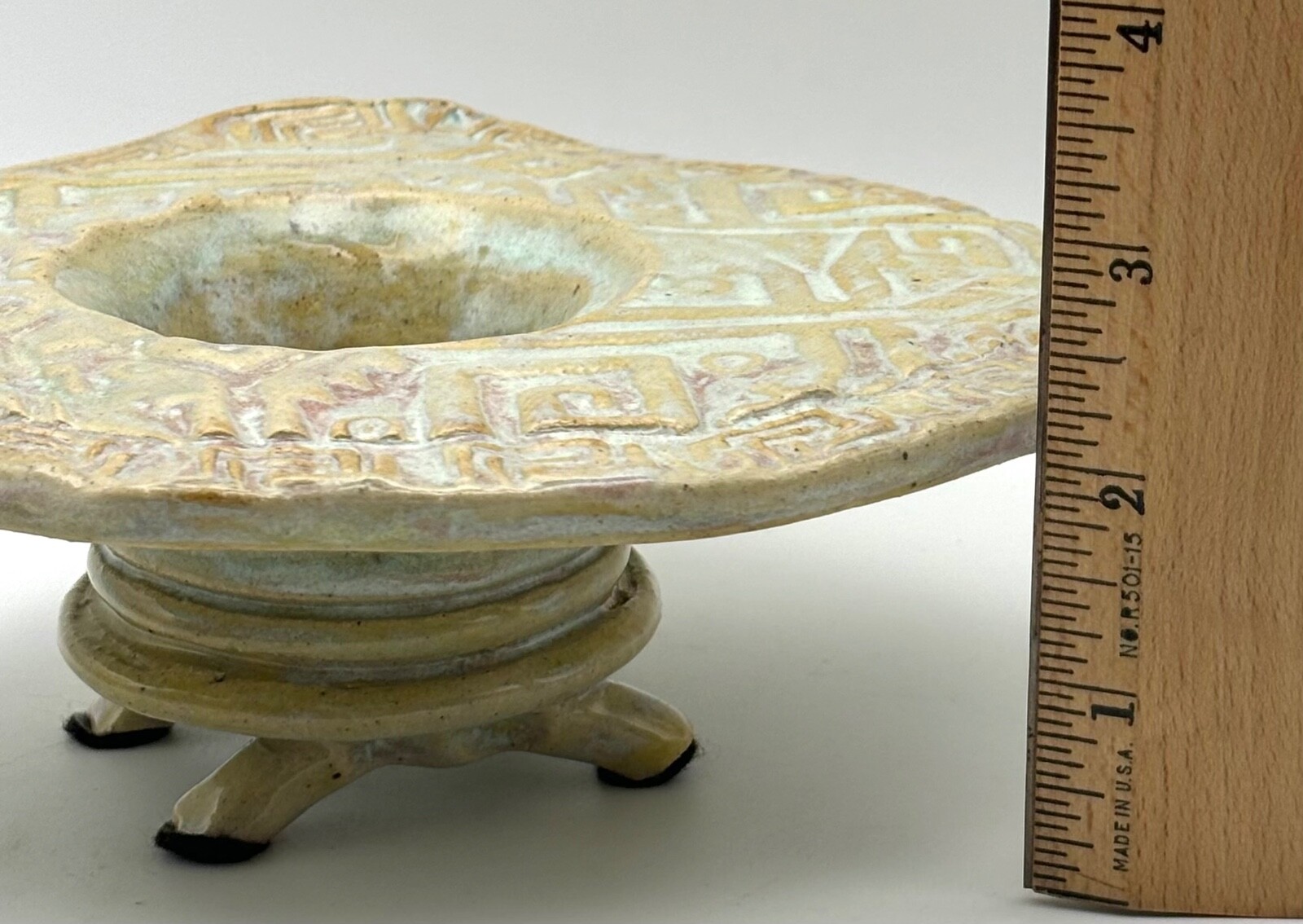 Flower Frog Studio Pottery, Footed Ikebana Neutrals Unique Decor, Signed J Hyder