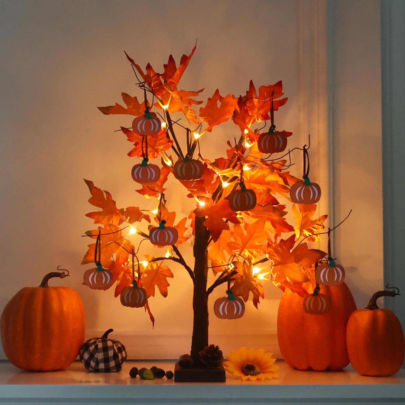 Fall Decorations for Home, Thanksgiving Decorations, 24”2FT Lighted Maple Lea…