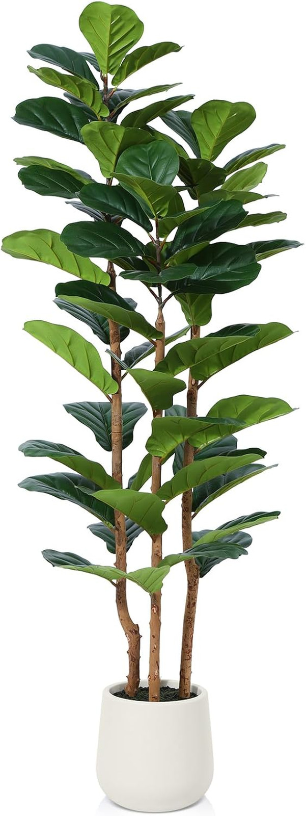 Artificial Fiddle Leaf Fig Tree with White Planter,5Ft Tall Fake Tree with Natur