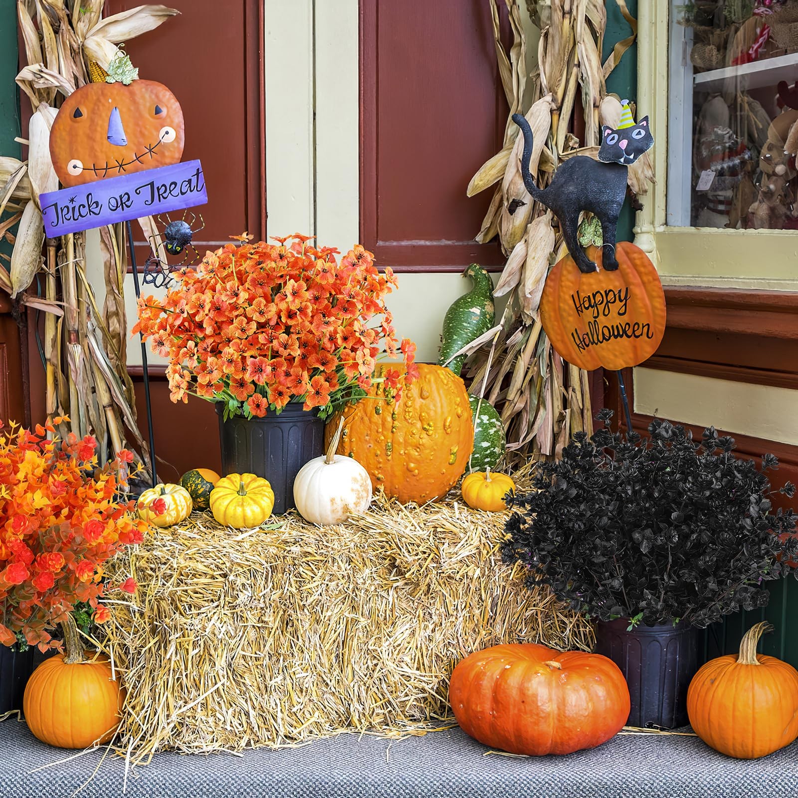 AGIRL 24 Bundles Artificial Fall Flowers Outdoor Indoor DecorationFake Plasti…