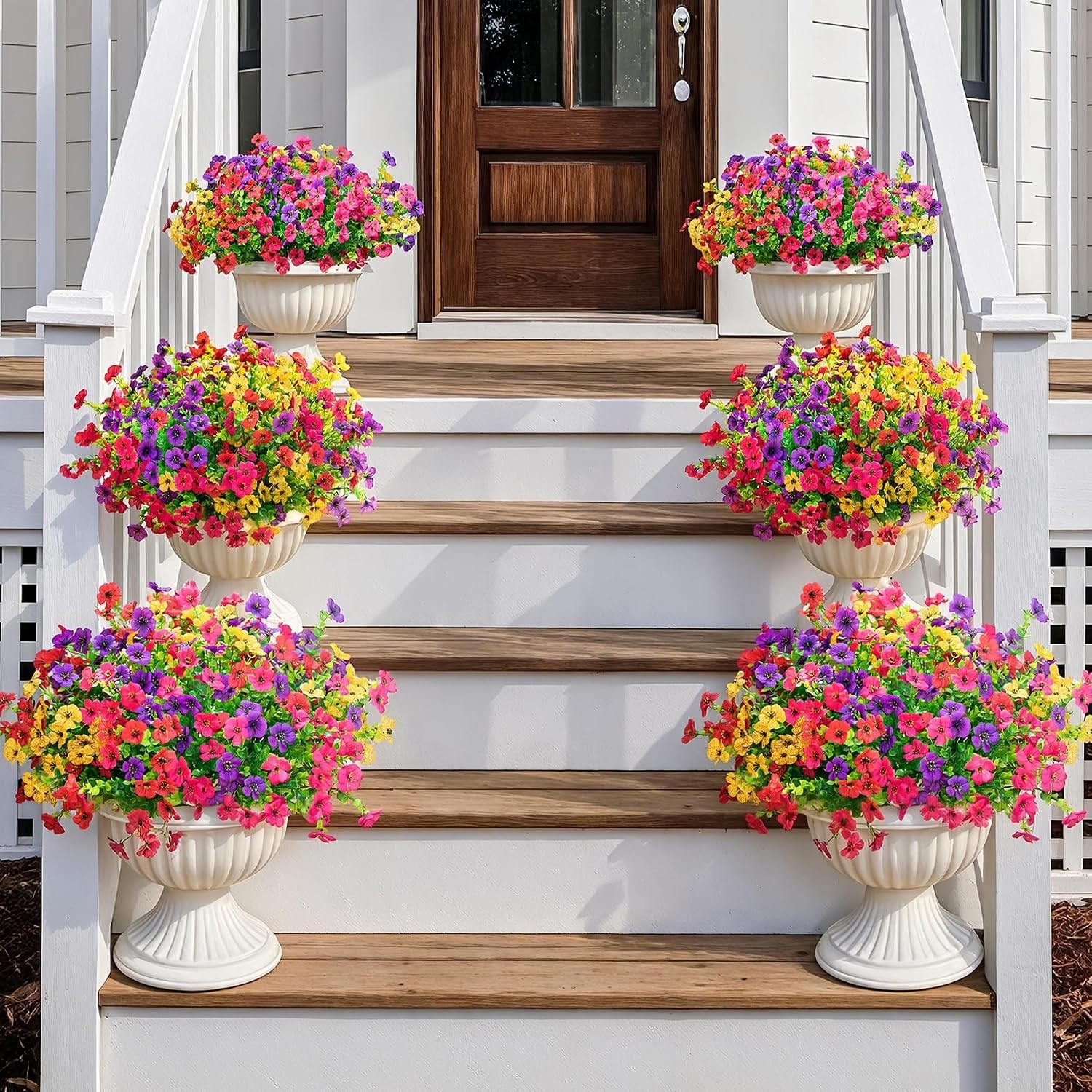 Vibrant 16-Pack Artificial Flowers – UV Protected for Stunning Garden Displays