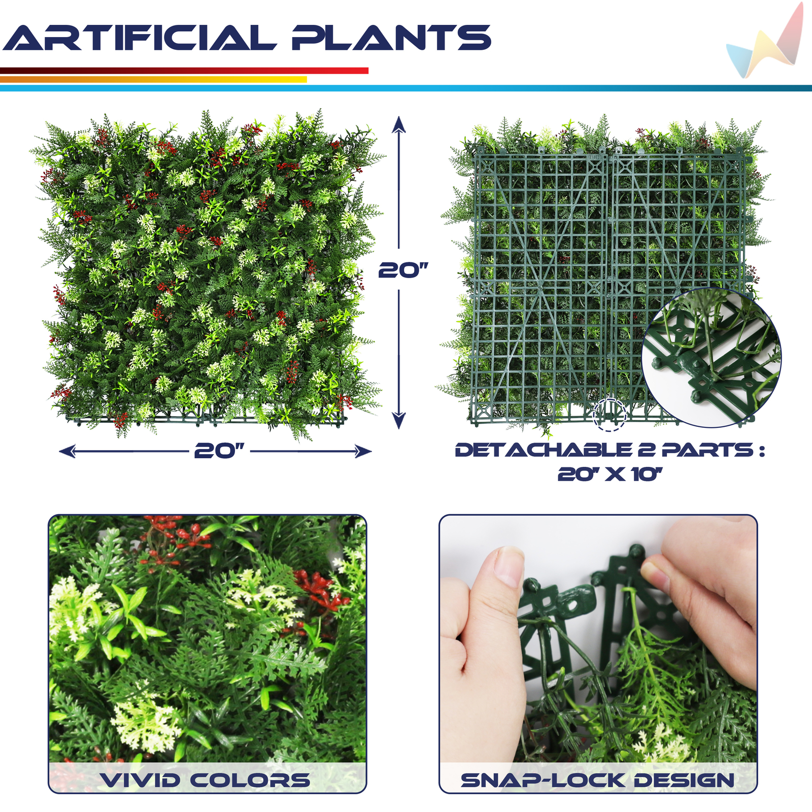 20″x20″ Artificial Faux 3D Mix Leaf Privacy Fence Screen Decor Panel Hedge V16