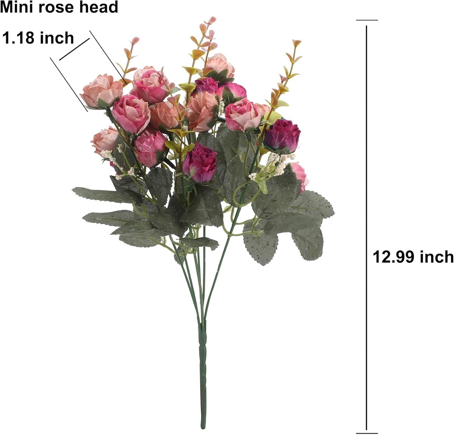 Vibrant Rose Red Artificial Flowers – 7 Branch Bouquet for Home and Weddings