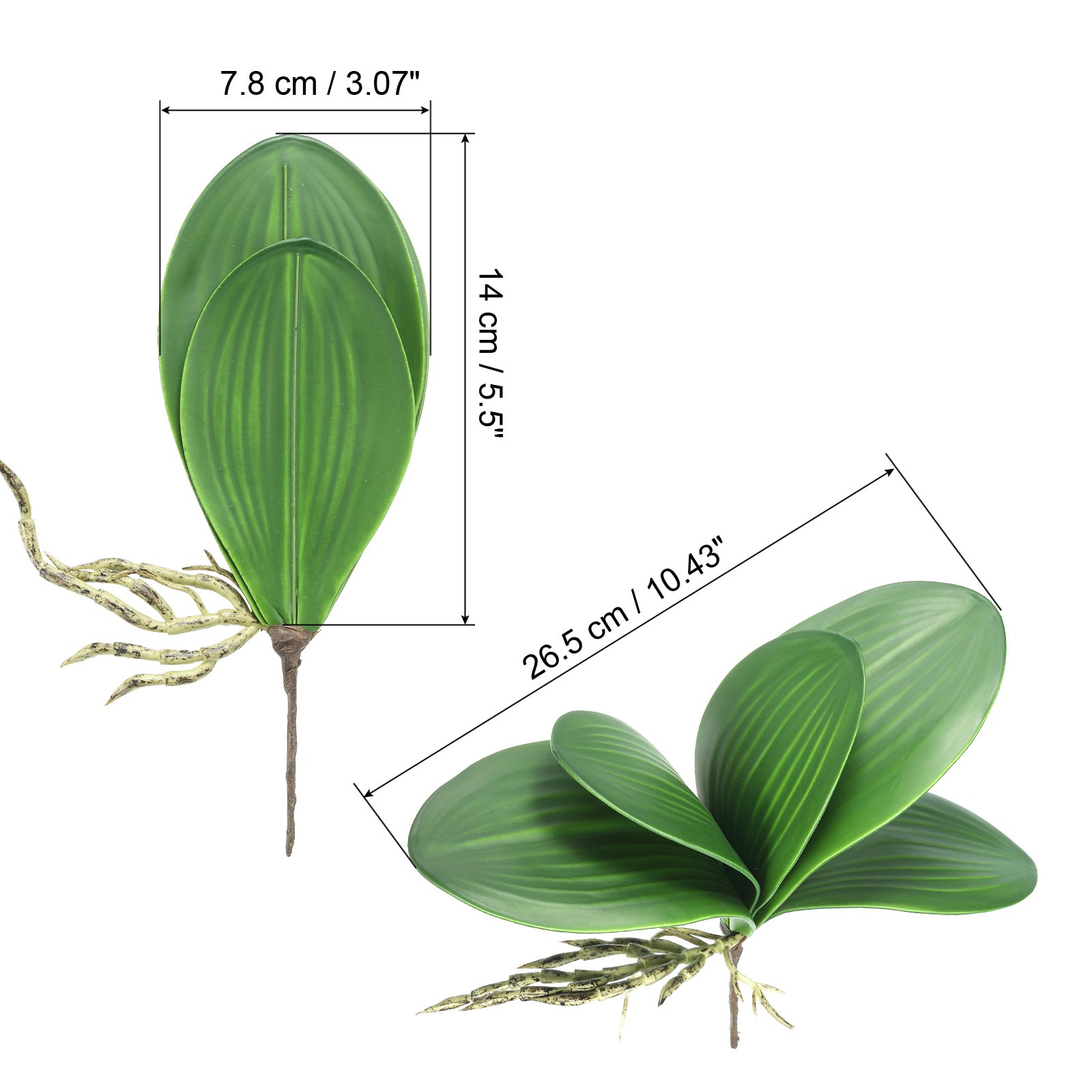 2 Pcs 5.5 Inch Faux Orchid Leaves 5 Petals Artificial Leaf with Stems