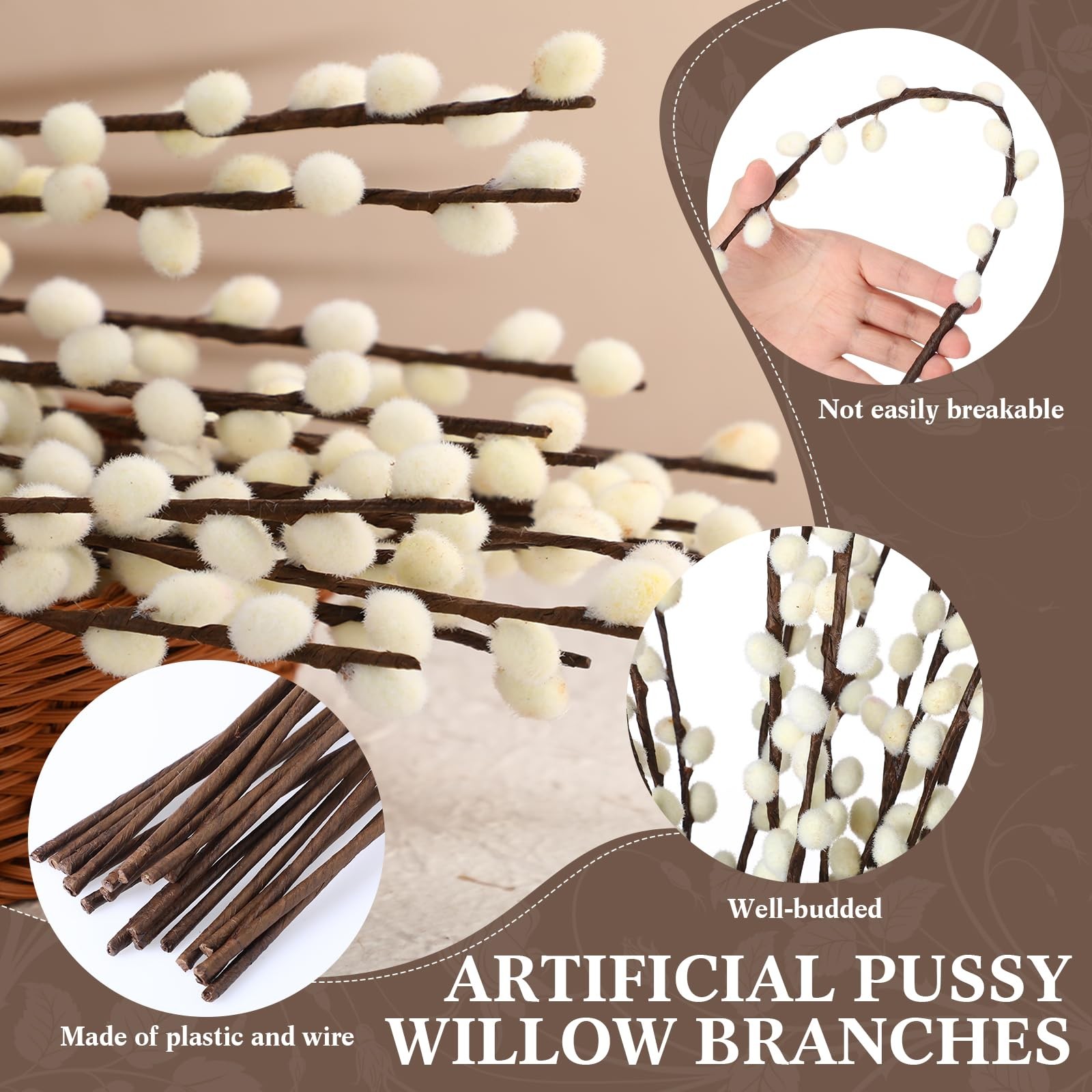 30 Stems 31.5 Inch Artificial Pussy Willow Branches for Vases Dried Flower St…