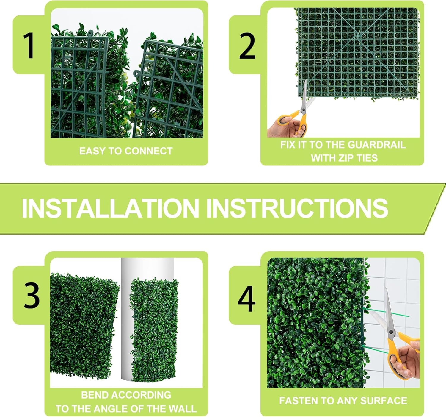 20″ x 20″ Grass Wall Panels (12 Pcs) – Artificial Greenery Decor for Home & Gard