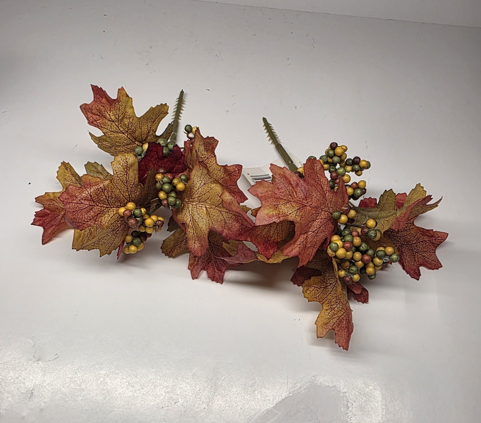 Artificial Fall Picks Orange Stems Assorted Maple Leaves Branches Berrys
