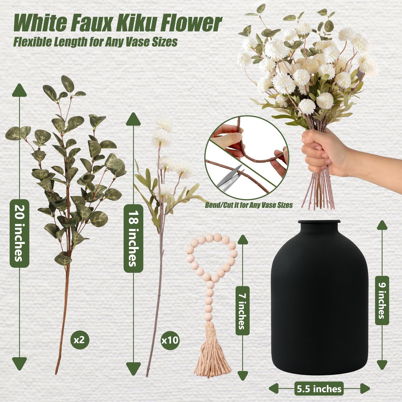 20”H Fake Flowers in Large Vase for Centerpiece Table Decorations with 10Pcs…