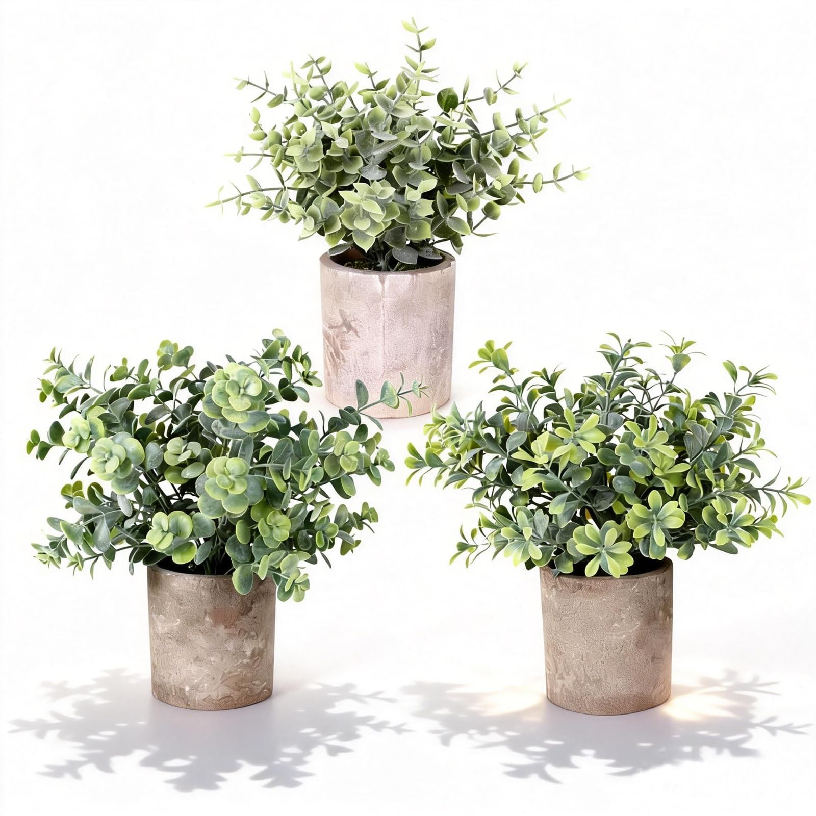 3 PCS Small Potted Fake Plants Artificial Greenery Decor Shelves Bathroom Desk