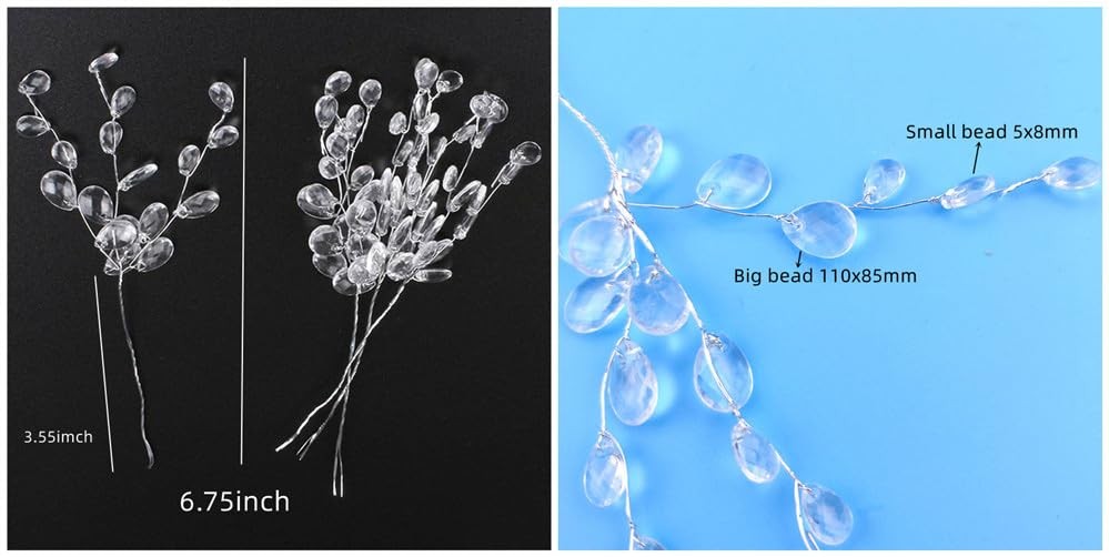 30pack Acrylic Bead Drop and Soft Stems Floral Picks,6.75″ Artificial Bouquet…