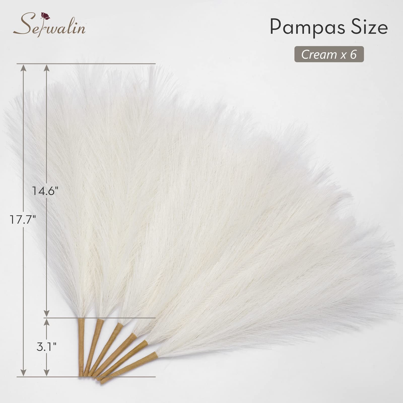 White Pampas Grass Decor, 17.7 Inch 6pcs Boho Decor, Faux Pampas Grass Living…