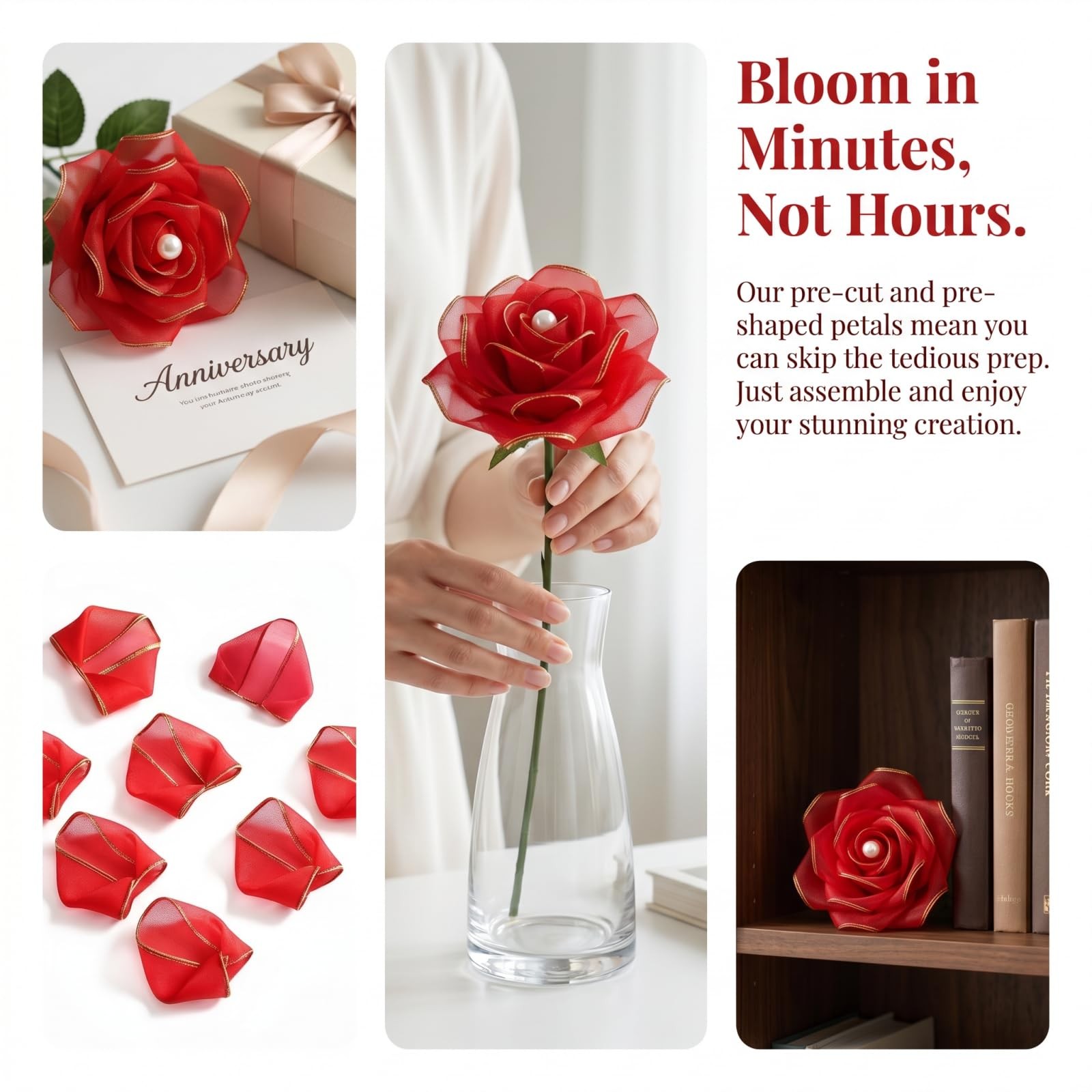 300Pcs Pre-Cut Tulle Rose Petals Half-Finished Chiffon Petals for Festival DI…