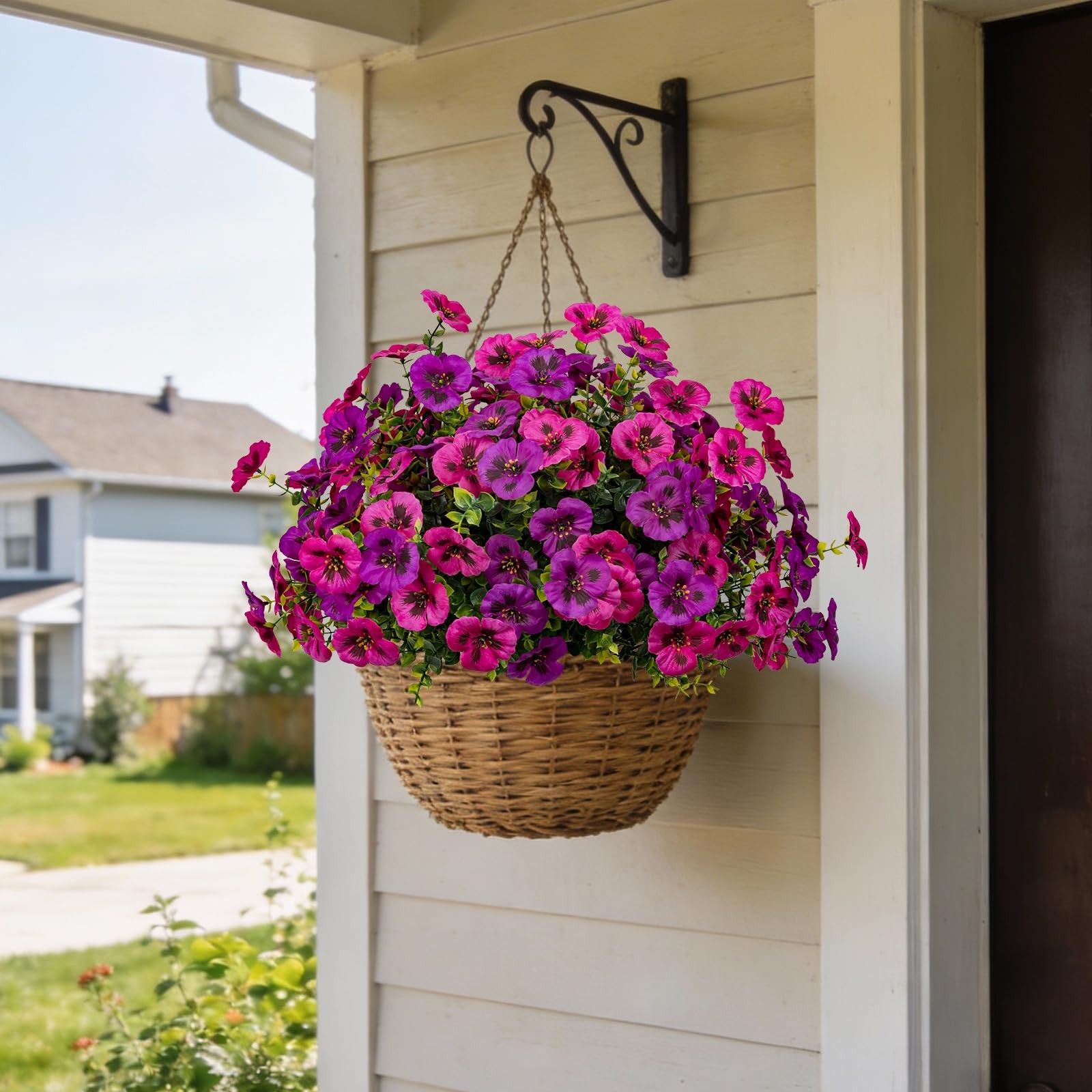 12 Piece Outdoor Artificial Flowers Fake Pansies –Tone Faux Flowers per Stem…