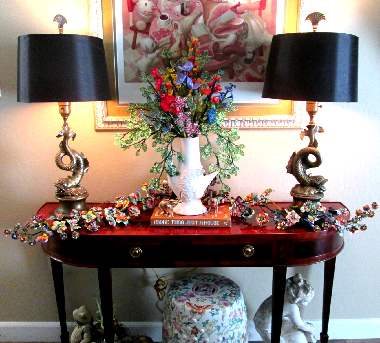 Flower & Butterfly Garland Upcycled (x2 36″) Weddings Gifts Beautiful Decor