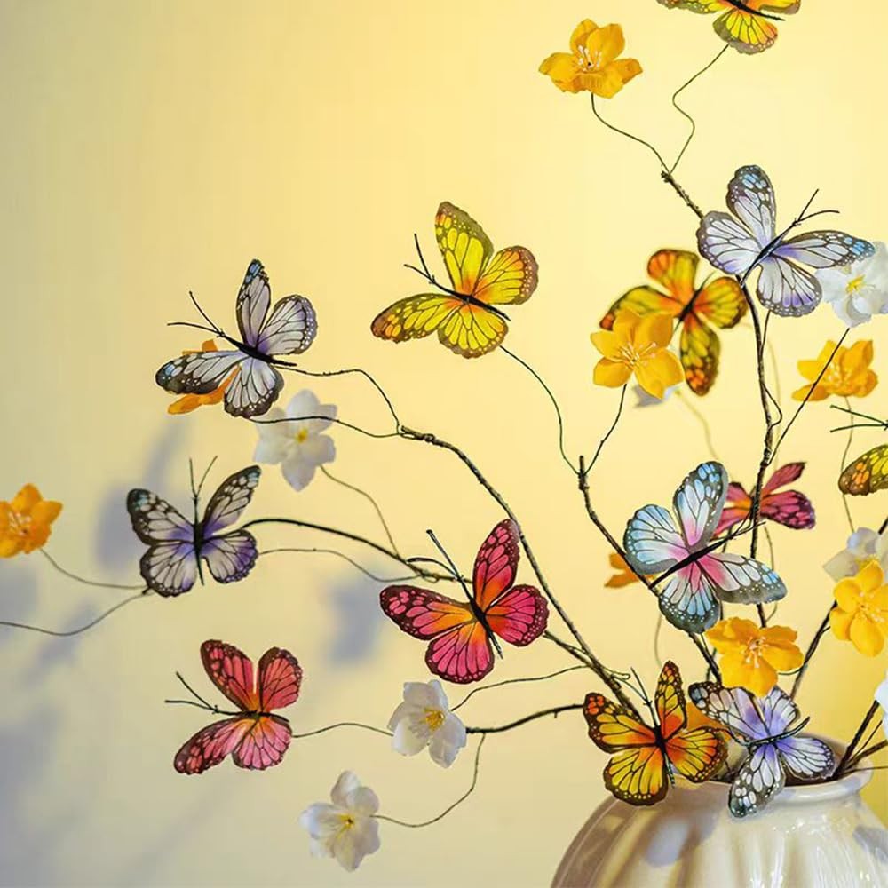 Artificial Butterfly Branche, Simulation Branch Stems with Fake Butterfly Flo…