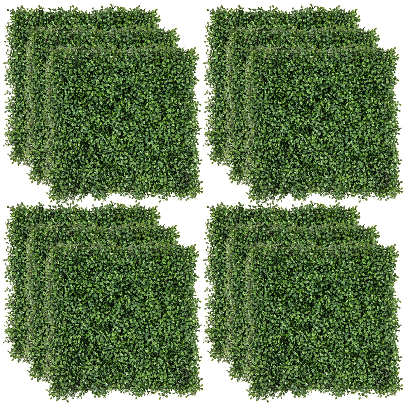 12 Pcs Faux Boxwood Panels w/ Insertable Branches Privacy Hedge Screen 20” x