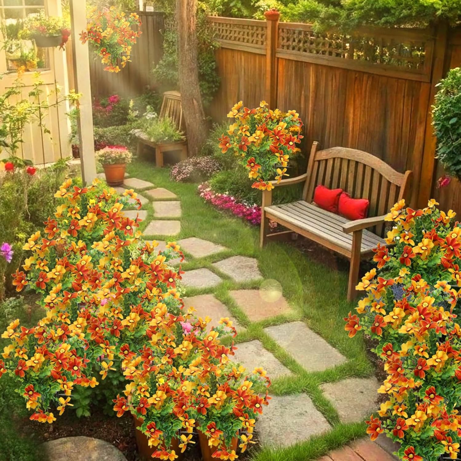 Artificial Flowers for Outdoors, Durable UV Resistant Artificial Outdoor