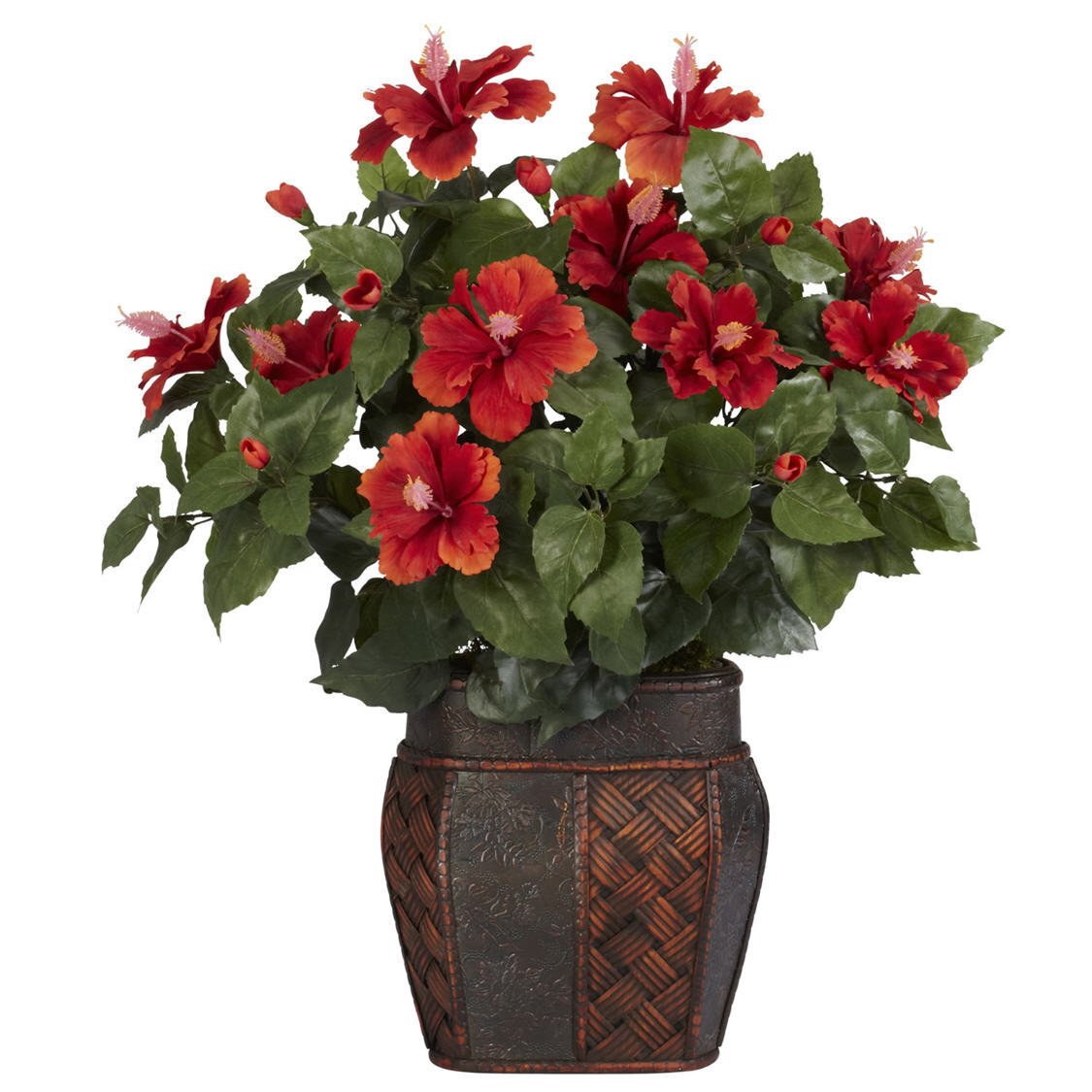 NEW HIGH QUALITY ARTIFICIAL SILK RED HIBISCUS FLOWER ARRANGEMENT FAKE