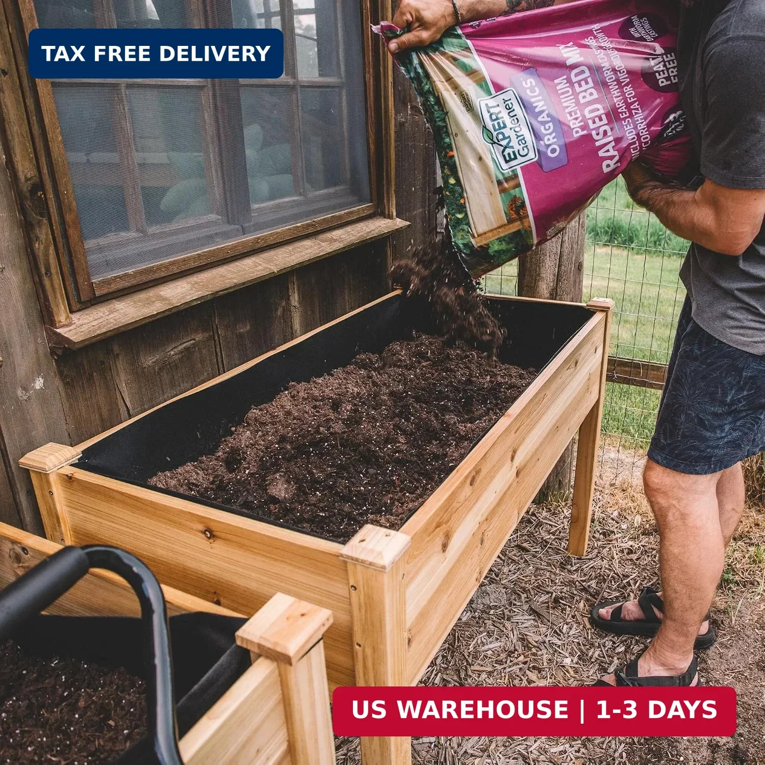 Backyard Expressions Wooden Raised Garden Bed|Elevated Planter Box with Included