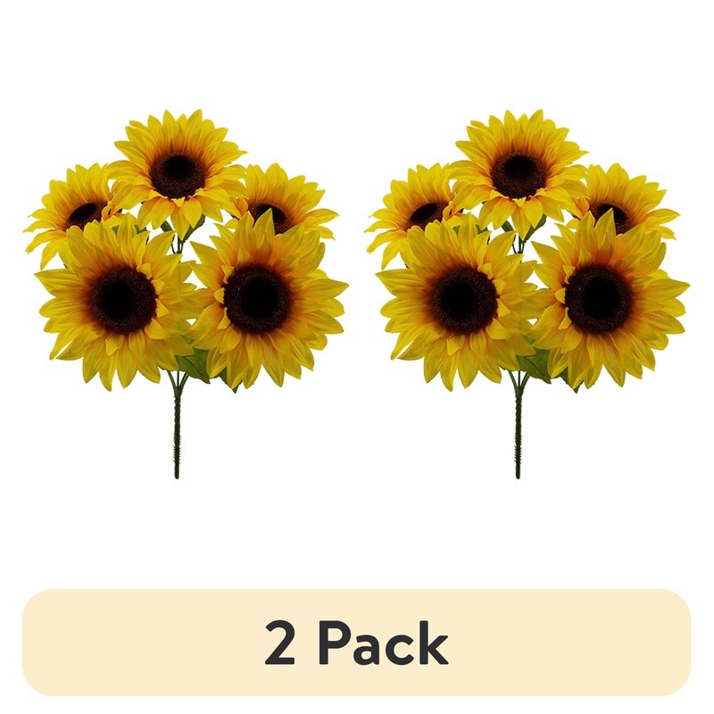 Artificial Sunflower Bush 19in Faux Flowers Indoor Decoration Centerpiece New