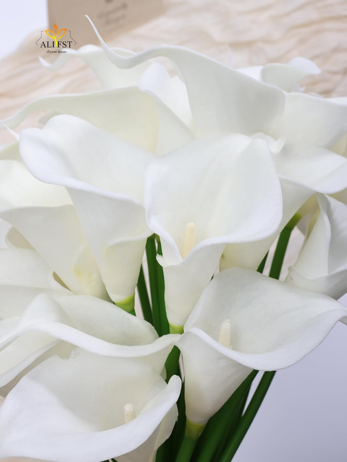 30Pack Real Touch PU Latex Artificial Calla Lily Flowers for Wedding Party and H