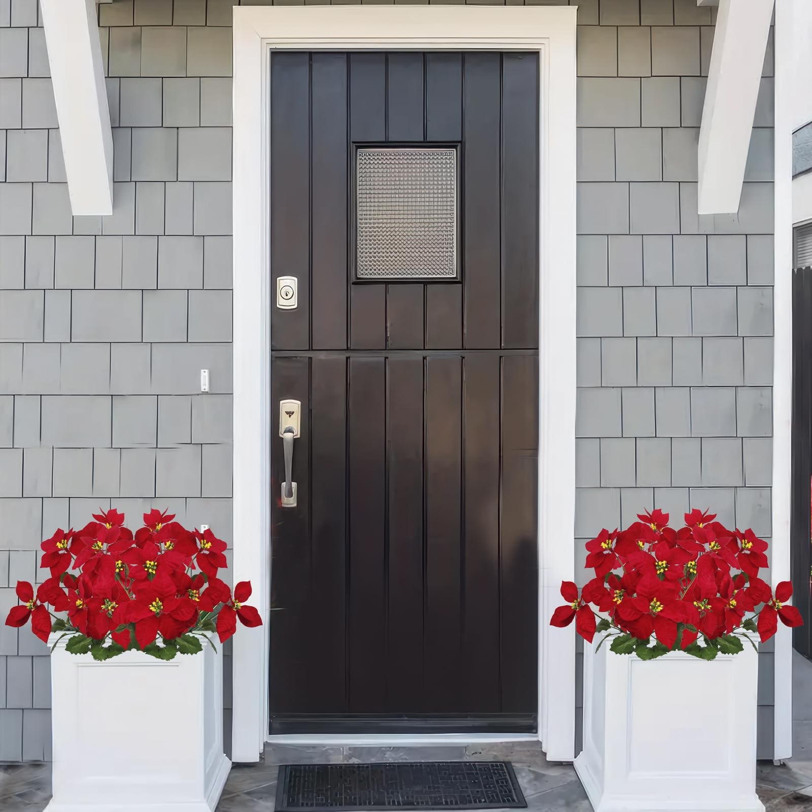 3 Pcs Christmas Flowers Red Artificial Poinsettia Bushes Christmas Poinsettia…