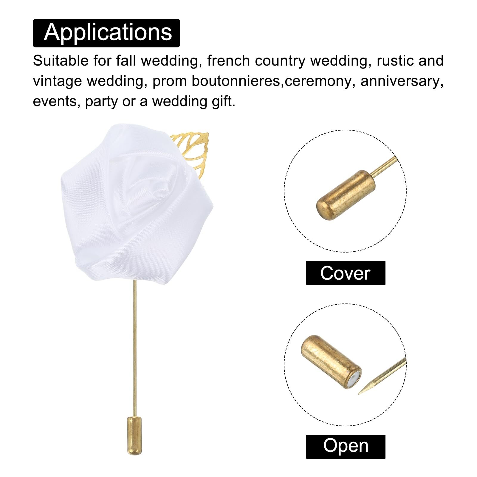 Groom Boutonniere Rose Pin Men Wedding Anniversary Formal Dinner Party Suit