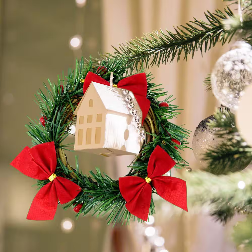 4 In. Brown Artificial Grapevine Wreath 16-Piece Set for Holiday Wedding Party D
