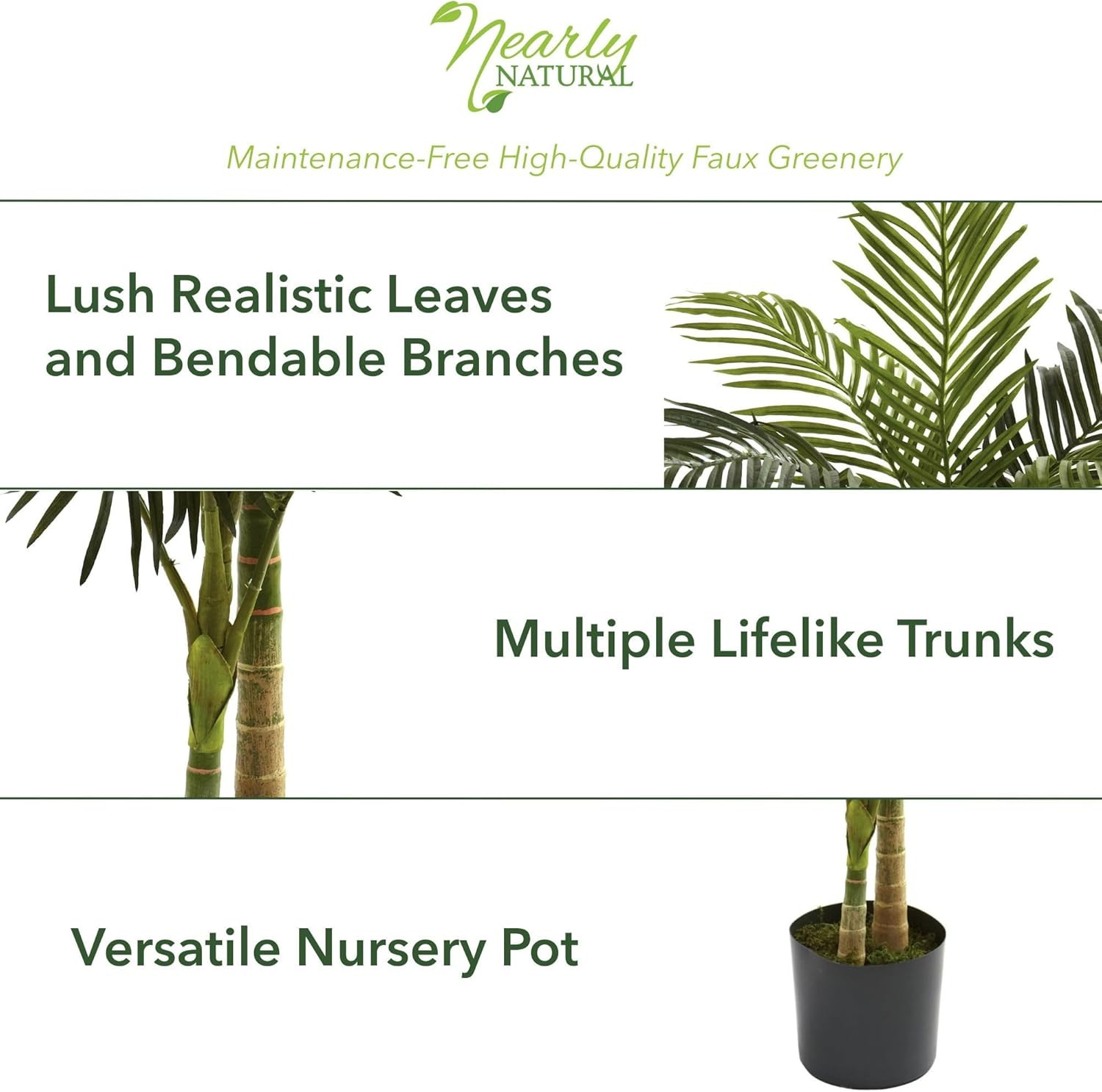 5Ft Golden Cane Palm Artificial Tree – Lush Green Home Decor Accent