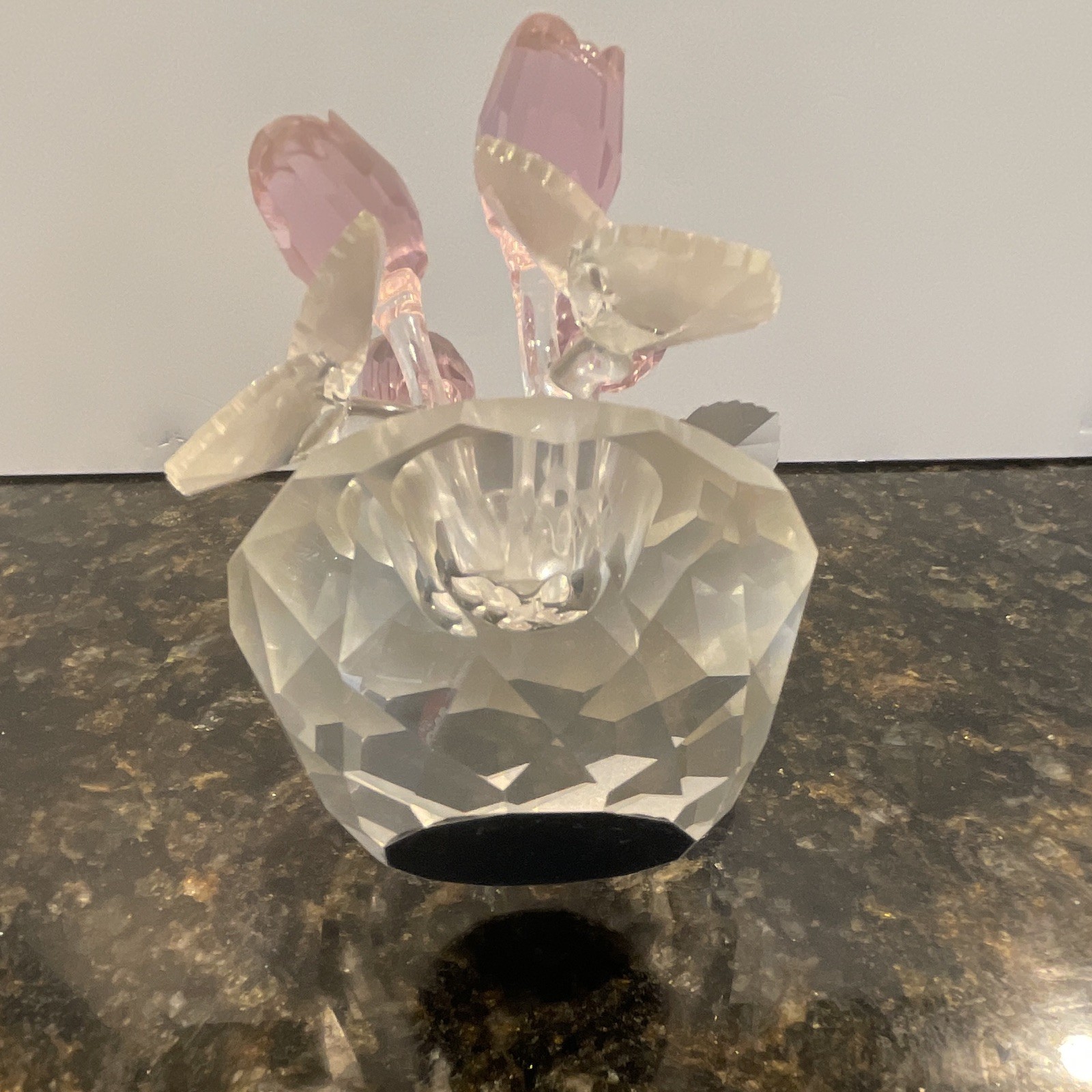 Crystal Tulip Floral Arrangement Centerpiece Table Decor Pink/Clear 3 in