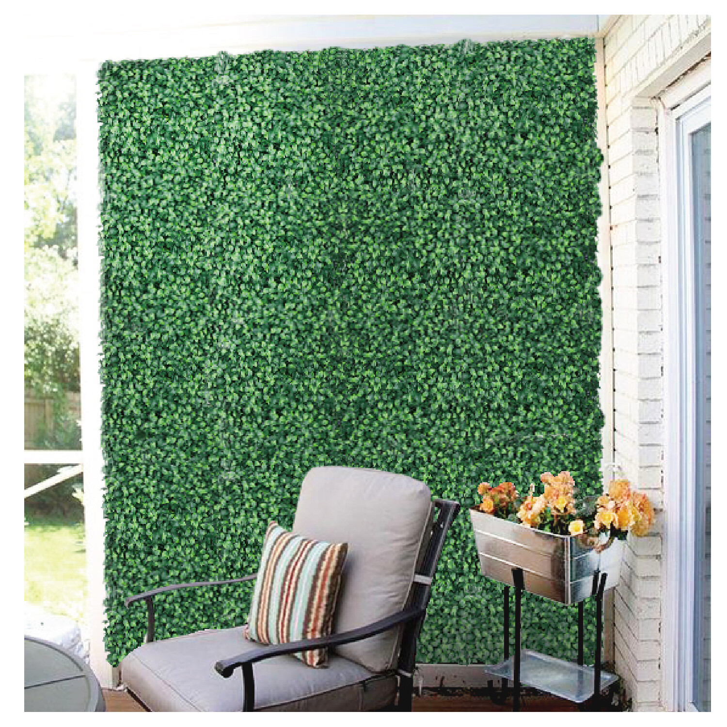 20x20in Artificial Gardenia Leave Mat Wall Hedge Decor Privacy Fence Panel Grass