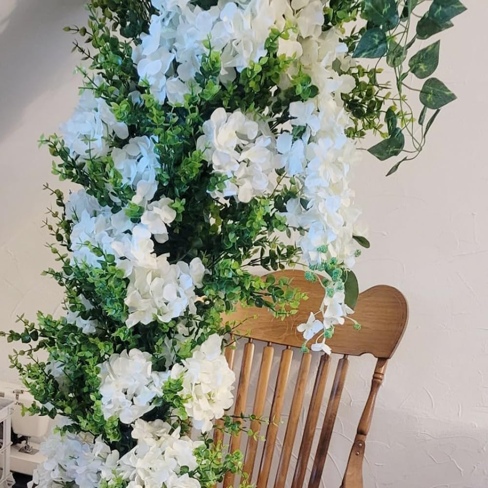 100PCS Ivory Silk Hydrangea Flowers with Stems for Wedding & Party Decor