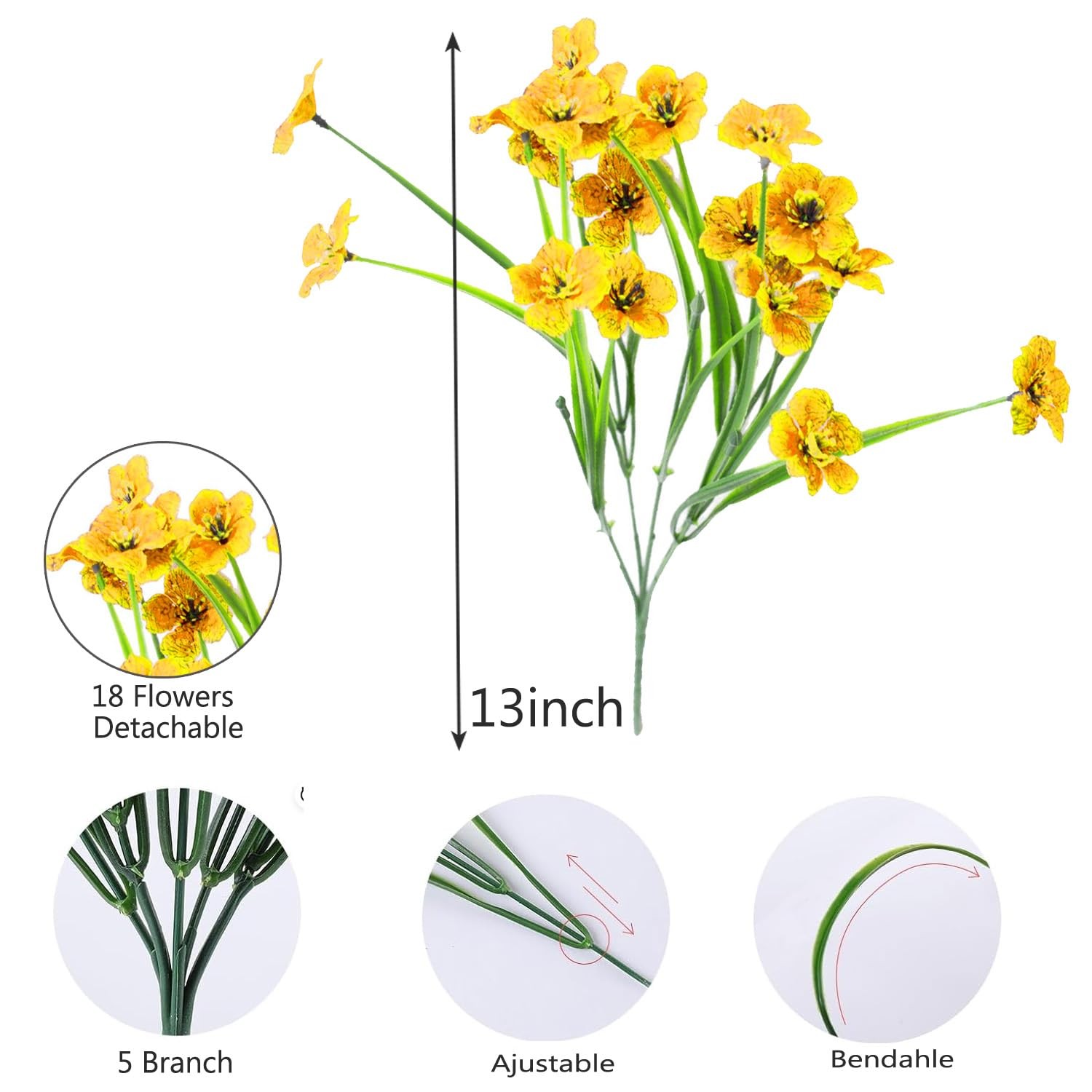 Artificial Flowers for Indoor 24 Bundles Fake Flowers UV Resistant Faux Plast…
