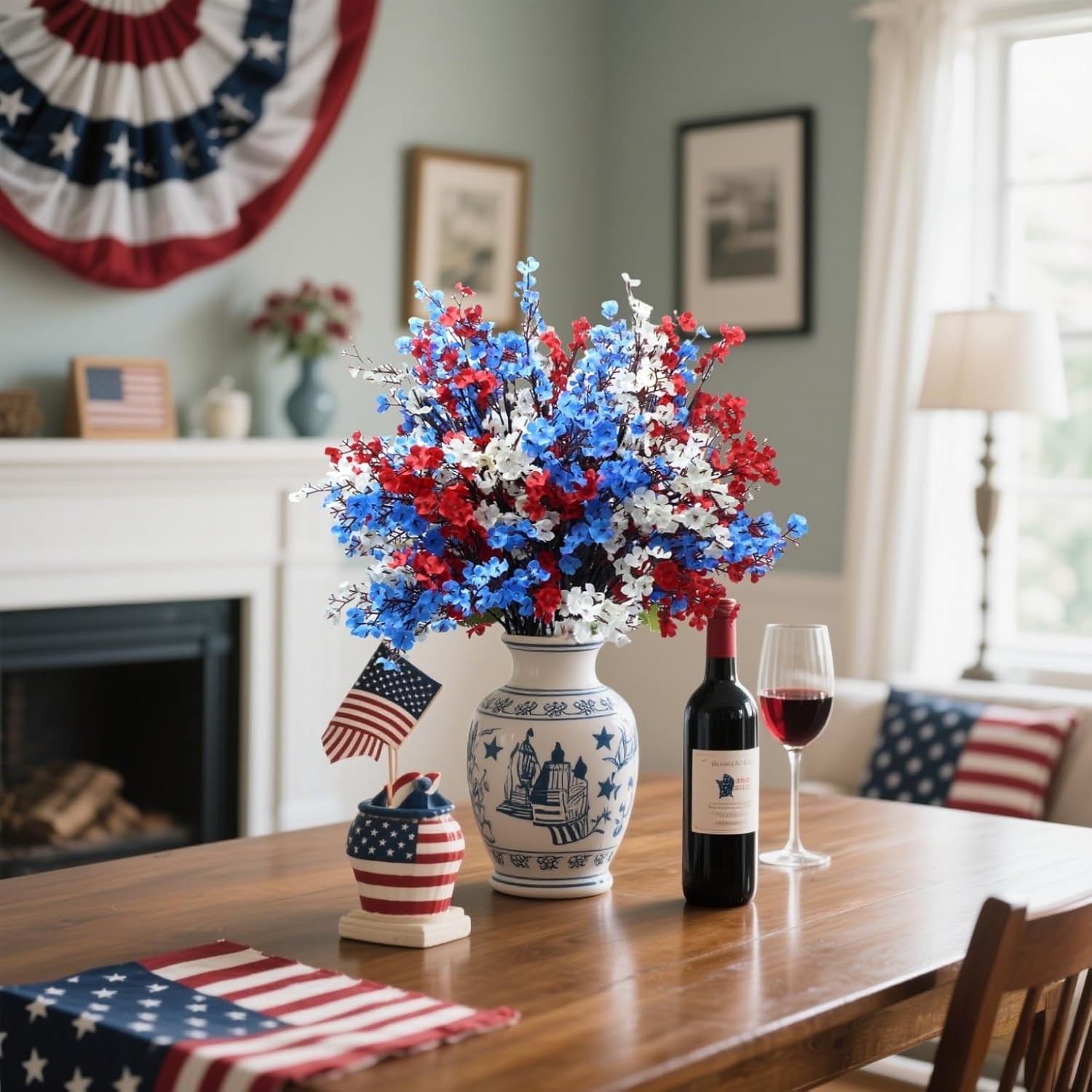 15 Bundles Red White Blue Artificial Breath Flowers Silk Gypsophila Decor Baby’s