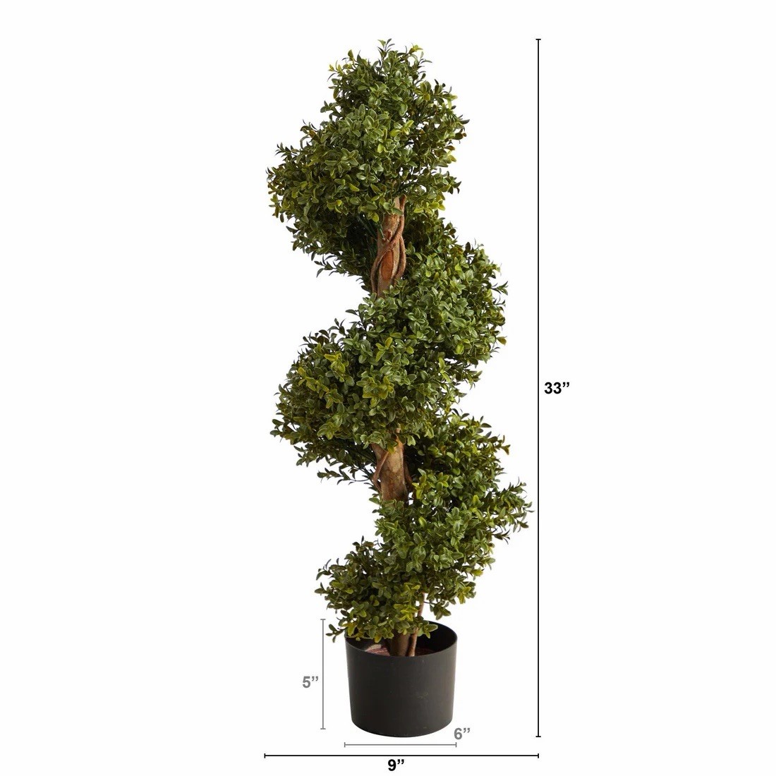 33” UV Boxwood Topiary Spiral Artificial Tree (Indoor/Outdoor)