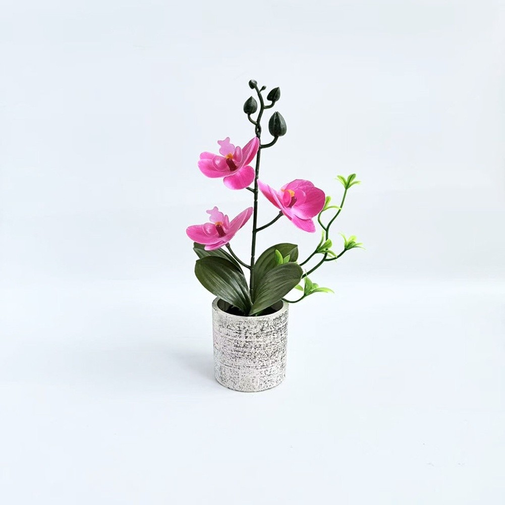 Realistic Artificial Butterfly Orchid Potted Plant 25.5cm for Wedding Decor