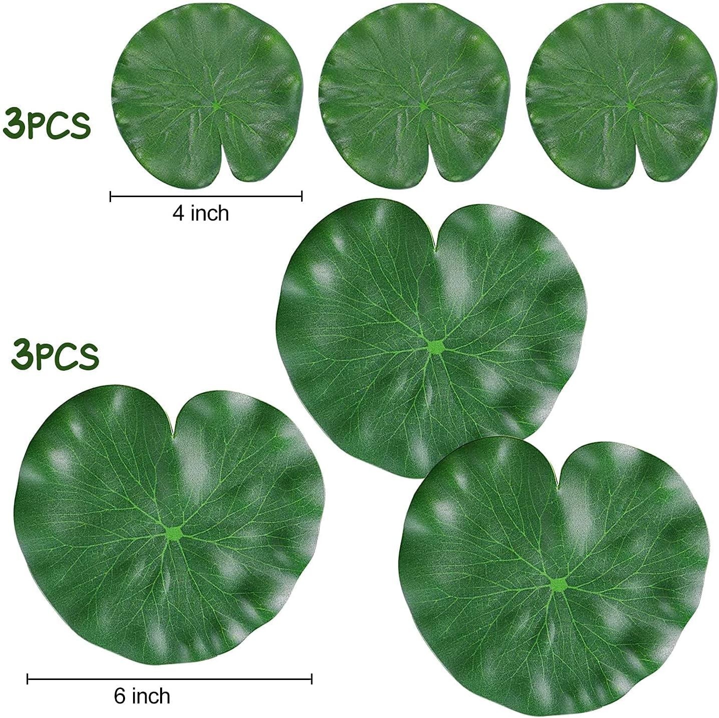 6Pcs Floating Lily Pads Artificial Foam Lotus Leaves Realistic Pond Decor