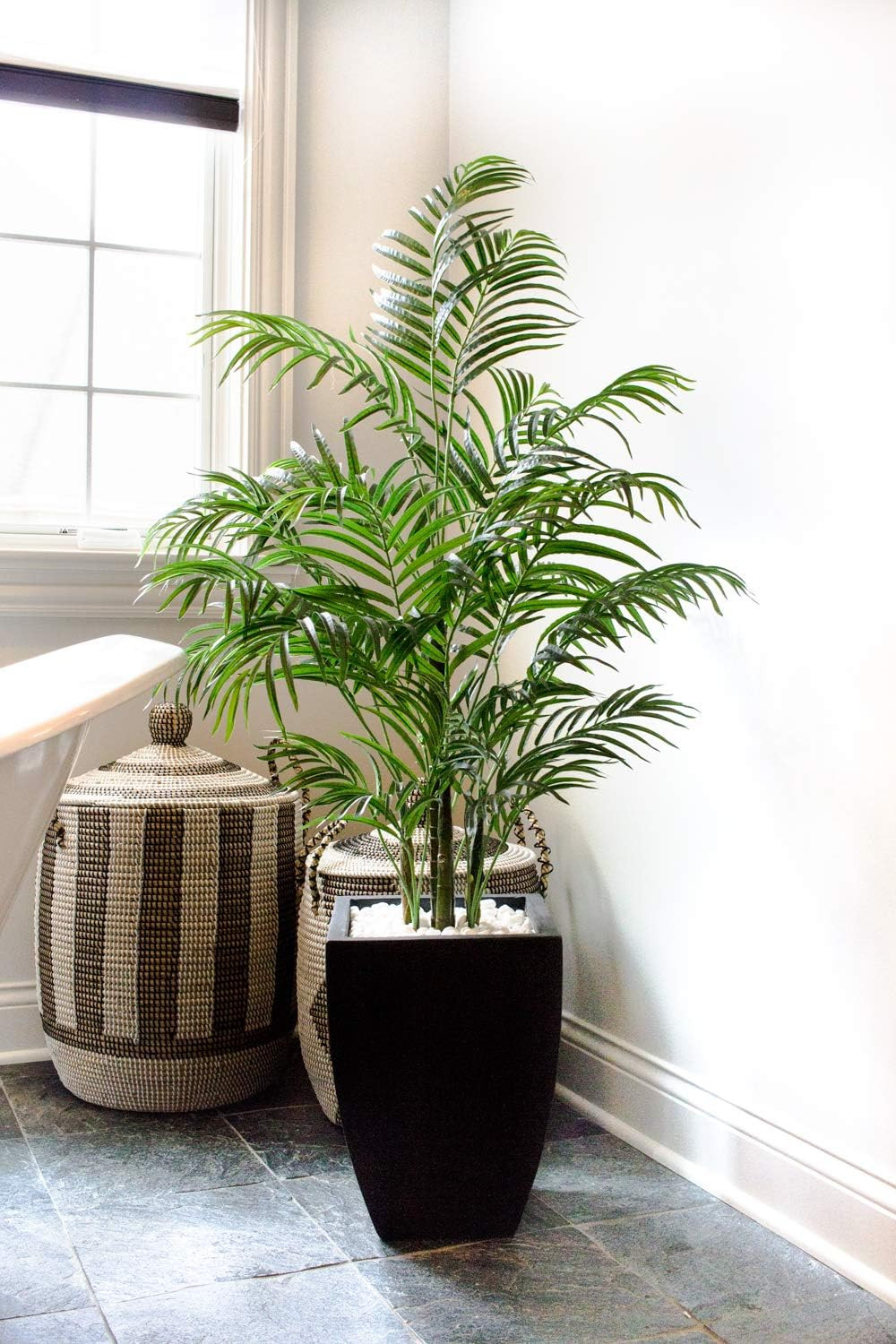 4.5Ft Areca Palm Tree in Black Planter – UV Resistant for Indoor/Outdoor Use