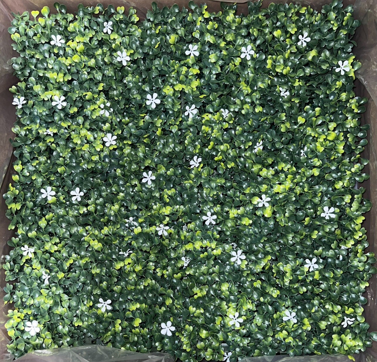 6pc Artificial Panel 18″x18 Milan w/ White Flowers Hard Base Privacy Screen Wall