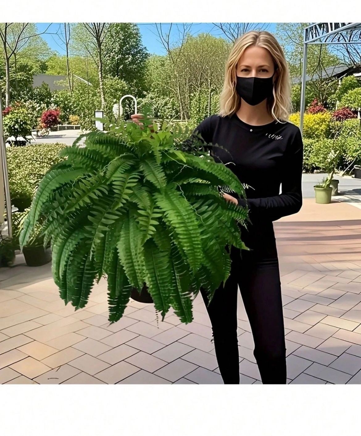 2 Pack Artificial Large Boston Fern Plant Wall Hanging Decoration Home Decor