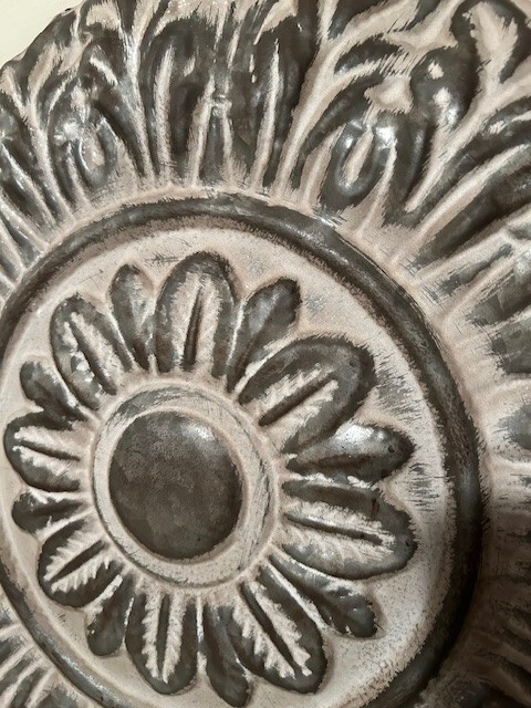 Rustic Embossed floral Wall Tin in Distressed Metal – 20 inch
