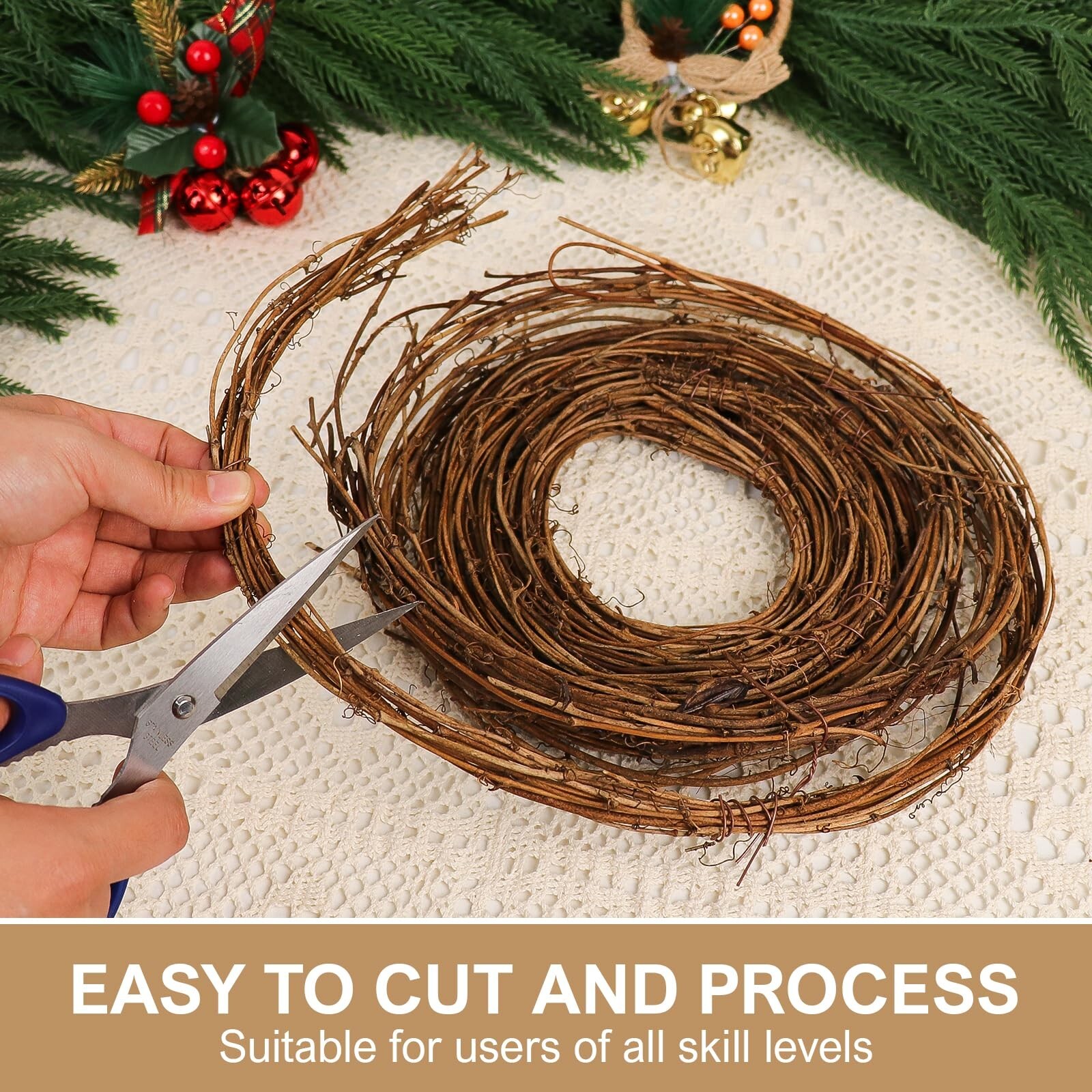 3 PCS Grapevine Garland DIY Crafts Natural Grapevine Twig Vines, 15 Feet Vine…