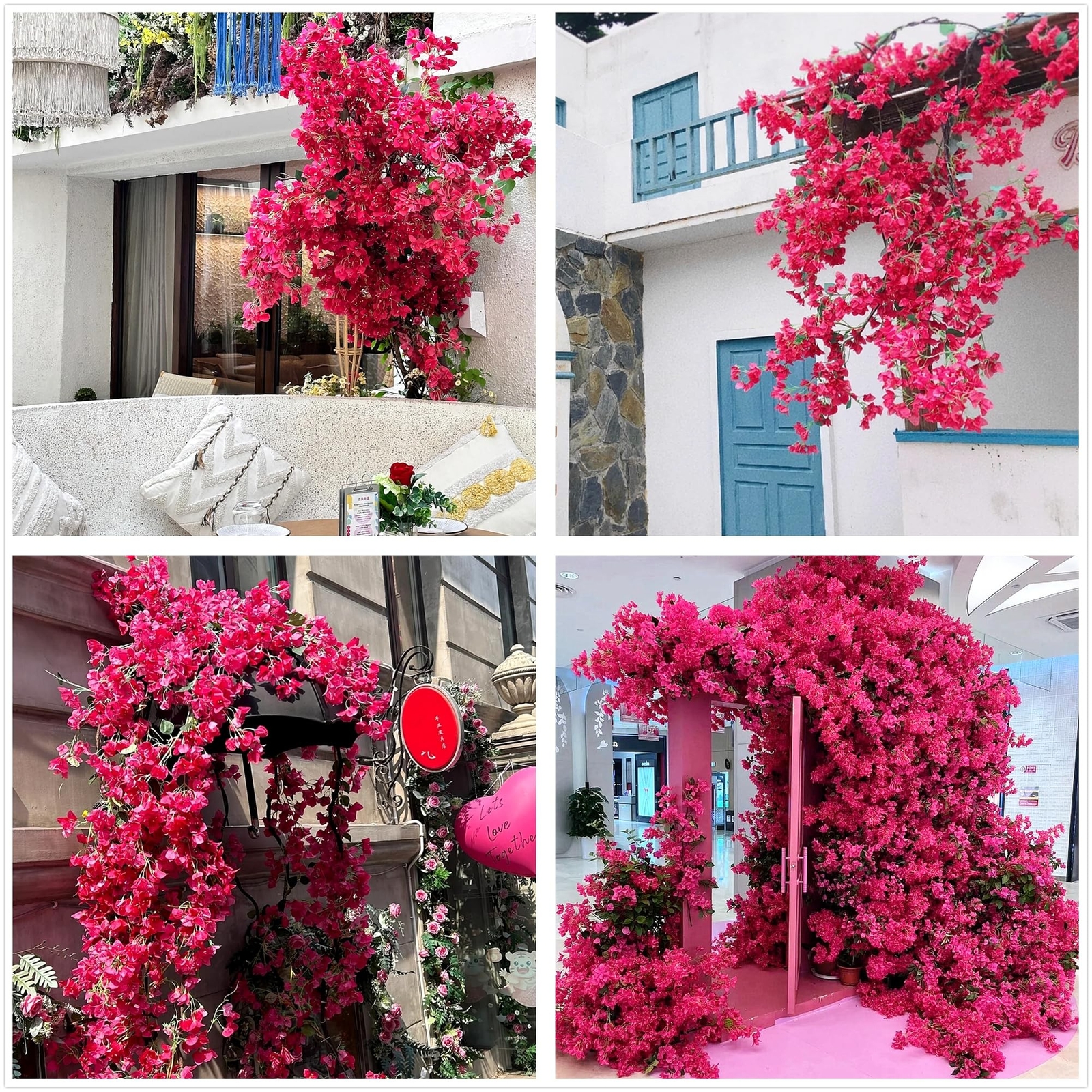 Pack of 20 – Artificial Bougainvillea Flower Stems Silk Fuchsia Bougainvillea…