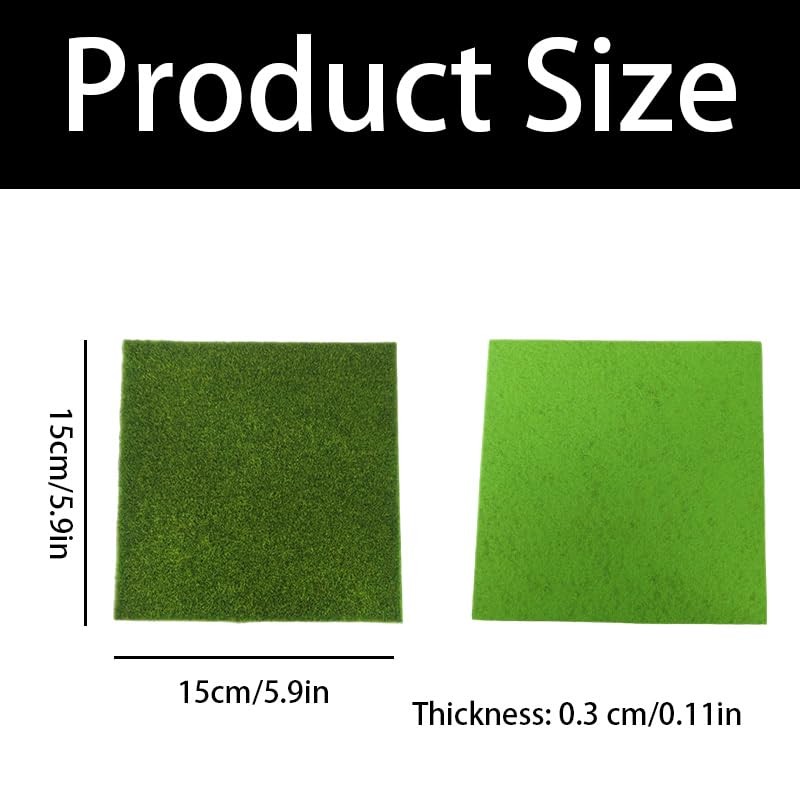 3Pcs Fake Grass Mat,Artificial Grass for DIY Crafts, Miniature Garden and Dioram